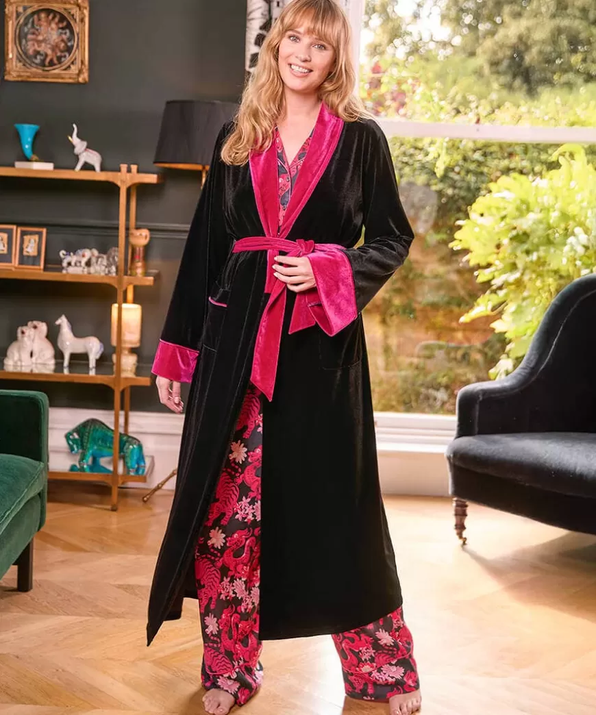 Women Joe Browns Women's Clothing | Loungewear & Pyjamas*Daring Dragon Embroidered Velour Dressing Gown