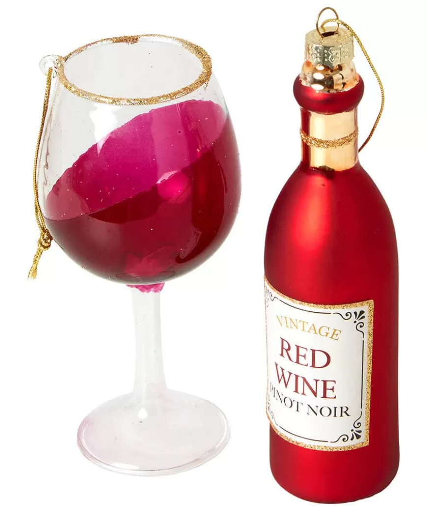 Joe Browns Christmas Homeware | Novelty Gifts*Feeling Merry Wine Bottle And Glass Christmas Ornaments