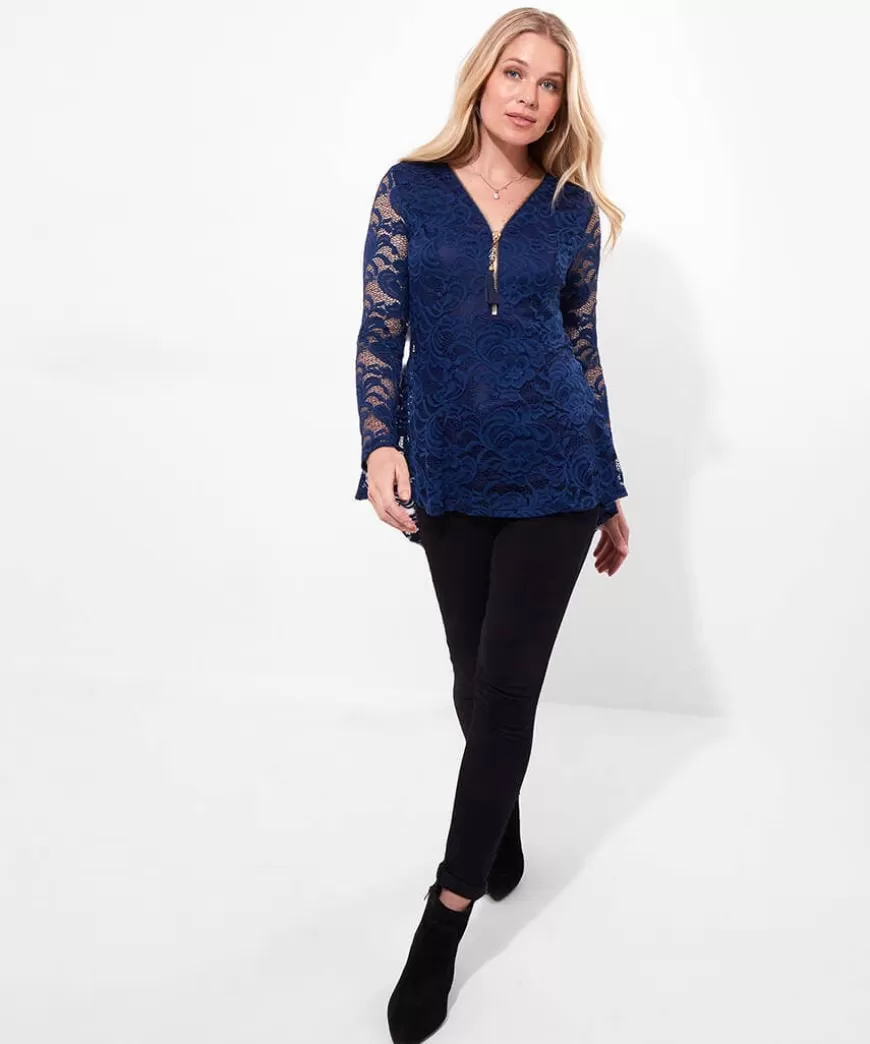 Women Joe Browns Tops, Tunics & Blouses*Loretta Lace Zip Top