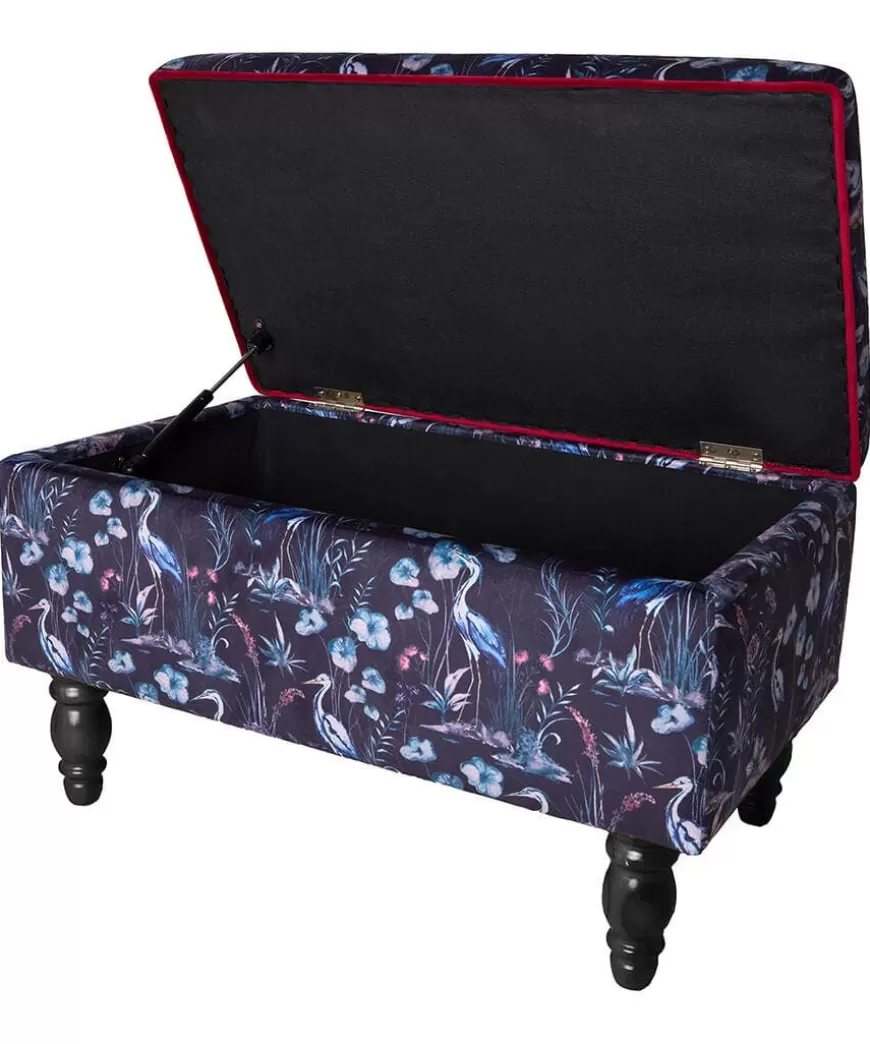 Joe Browns Furniture & Storage | Floral Décor*Nouveau Herons Velvet Storage Footstool